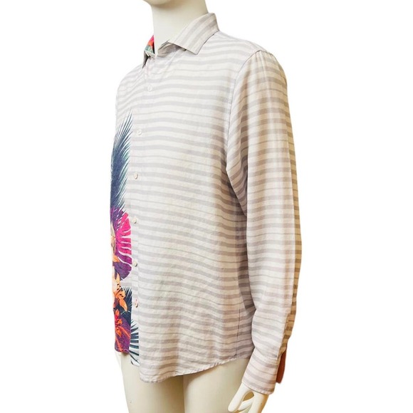 Tommy Bahama Men Linen Blend  Shirt Button Front Closure Floral Palms Print Sz M - Picture 5 of 16